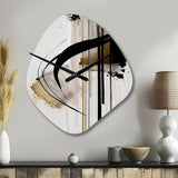 Black, White And Gold Expression I - Asymmetric Metal Wall Clock