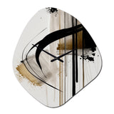 Black, White And Gold Expression I - Asymmetric Metal Wall Clock