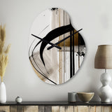 Black, White And Gold Expression I - Asymmetric Metal Wall Clock