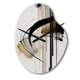 Black, White And Gold Expression I - Asymmetric Metal Wall Clock