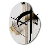 Black, White And Gold Expression I - Asymmetric Metal Wall Clock