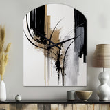 Black, White And Gold Expression II - Asymmetric Metal Wall Clock
