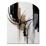 Black, White And Gold Expression II - Asymmetric Metal Wall Clock