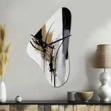 Black, White And Gold Expression II - Asymmetric Metal Wall Clock