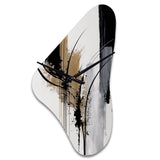 Black, White And Gold Expression II - Asymmetric Metal Wall Clock