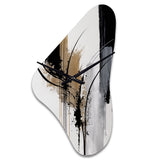 Black, White And Gold Expression II - Asymmetric Metal Wall Clock