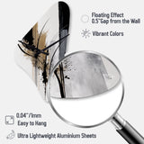 Black, White And Gold Expression II - Asymmetric Metal Wall Clock