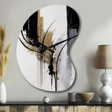 Black, White And Gold Expression II - Asymmetric Metal Wall Clock