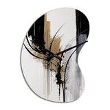 Black, White And Gold Expression II - Asymmetric Metal Wall Clock