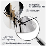 Black, White And Gold Expression II - Asymmetric Metal Wall Clock