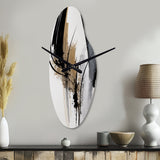 Black, White And Gold Expression II - Asymmetric Metal Wall Clock