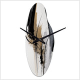 Black, White And Gold Expression II - Asymmetric Metal Wall Clock