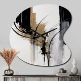 Black, White And Gold Expression II - Asymmetric Metal Wall Clock