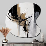 Black, White And Gold Expression II - Asymmetric Metal Wall Clock