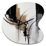 Black, White And Gold Expression II - Asymmetric Metal Wall Clock