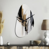 Black, White And Gold Expression II - Asymmetric Metal Wall Clock