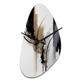 Black, White And Gold Expression II - Asymmetric Metal Wall Clock