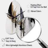 Black, White And Gold Expression II - Asymmetric Metal Wall Clock