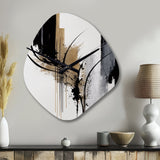 Black, White And Gold Expression II - Asymmetric Metal Wall Clock