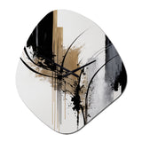 Black, White And Gold Expression II - Asymmetric Metal Wall Clock