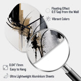 Black, White And Gold Expression II - Asymmetric Metal Wall Clock
