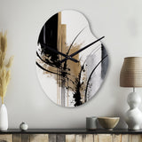 Black, White And Gold Expression II - Asymmetric Metal Wall Clock