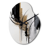 Black, White And Gold Expression II - Asymmetric Metal Wall Clock