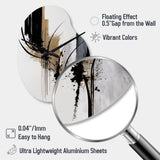 Black, White And Gold Expression II - Asymmetric Metal Wall Clock