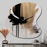 Black, White And Gold Expression III - Asymmetric Metal Wall Clock