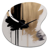 Black, White And Gold Expression III - Asymmetric Metal Wall Clock