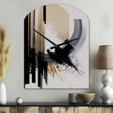 Black, White And Gold Expression IV - Asymmetric Metal Wall Clock