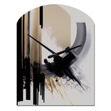 Black, White And Gold Expression IV - Asymmetric Metal Wall Clock