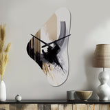 Black, White And Gold Expression IV - Asymmetric Metal Wall Clock