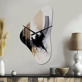 Black, White And Gold Expression IV - Asymmetric Metal Wall Clock