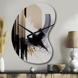 Black, White And Gold Expression IV - Asymmetric Metal Wall Clock