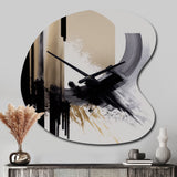 Black, White And Gold Expression IV - Asymmetric Metal Wall Clock