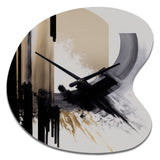 Black, White And Gold Expression IV - Asymmetric Metal Wall Clock