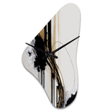 Golden Minimalist Abstract II - Asymmetric Metal Wall Clock