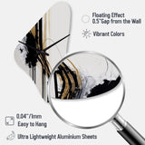 Golden Minimalist Abstract II - Asymmetric Metal Wall Clock