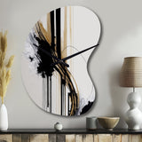 Golden Minimalist Abstract II - Asymmetric Metal Wall Clock