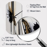 Golden Minimalist Abstract II - Asymmetric Metal Wall Clock