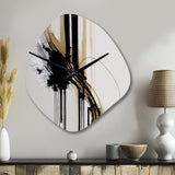 Golden Minimalist Abstract II - Asymmetric Metal Wall Clock