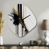 Golden Minimalist Abstract II - Asymmetric Metal Wall Clock