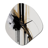 Golden Minimalist Abstract II - Asymmetric Metal Wall Clock