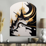 Black And Gold Wave - Asymmetric Metal Wall Clock