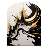 Black And Gold Wave - Asymmetric Metal Wall Clock