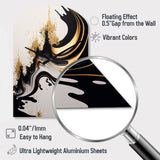 Black And Gold Wave - Asymmetric Metal Wall Clock