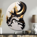 Black And Gold Wave - Asymmetric Metal Wall Clock