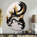 Black And Gold Wave - Asymmetric Metal Wall Clock
