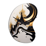 Black And Gold Wave - Asymmetric Metal Wall Clock